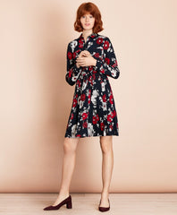 Floral-Print Crepe Shirt Dress