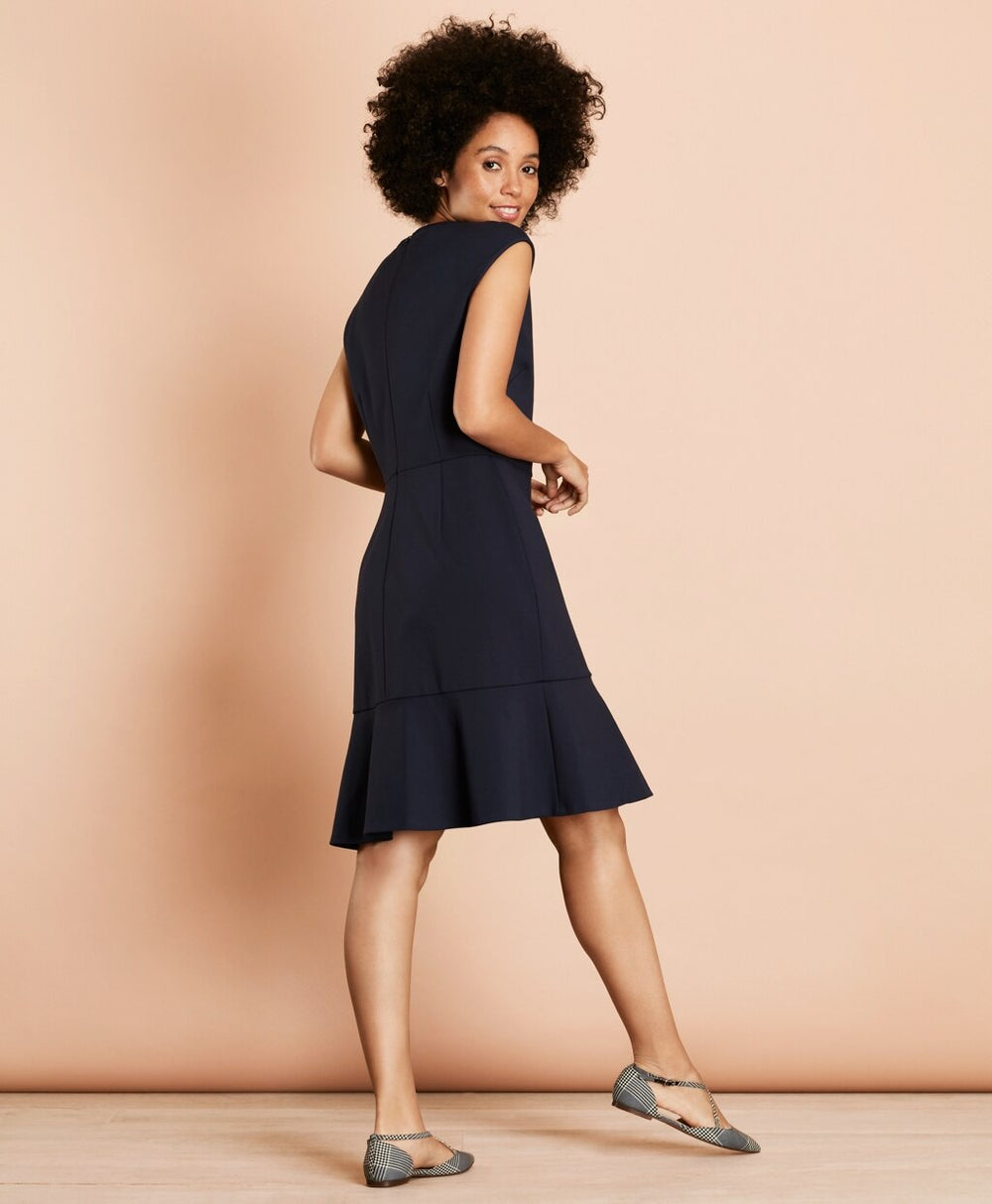 Ponte-Knit Flounce-Hem Dress