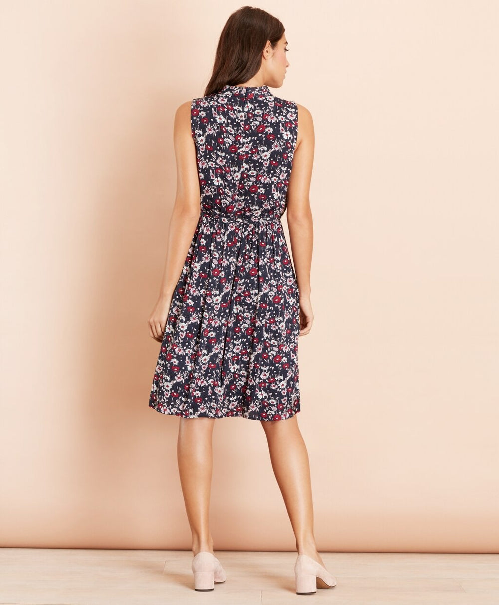 Floral-Print Crepe Dress