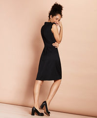 Ruffle-Trimmed Stretch Wool Sheath Dress