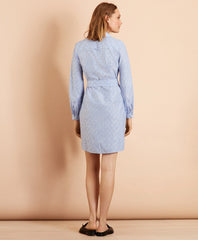 Striped Floral Jacquard Shirt Dress