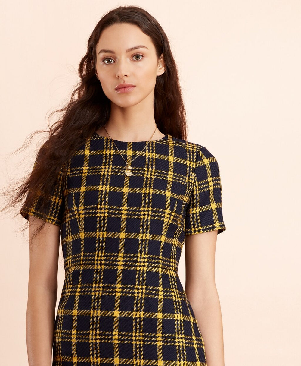 Plaid Wool-Blend Sheath Dress