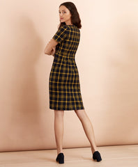 Plaid Wool-Blend Sheath Dress