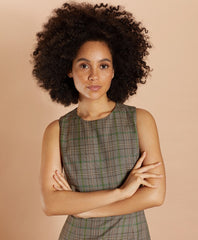 Plaid Wool Twill Sheath Dress