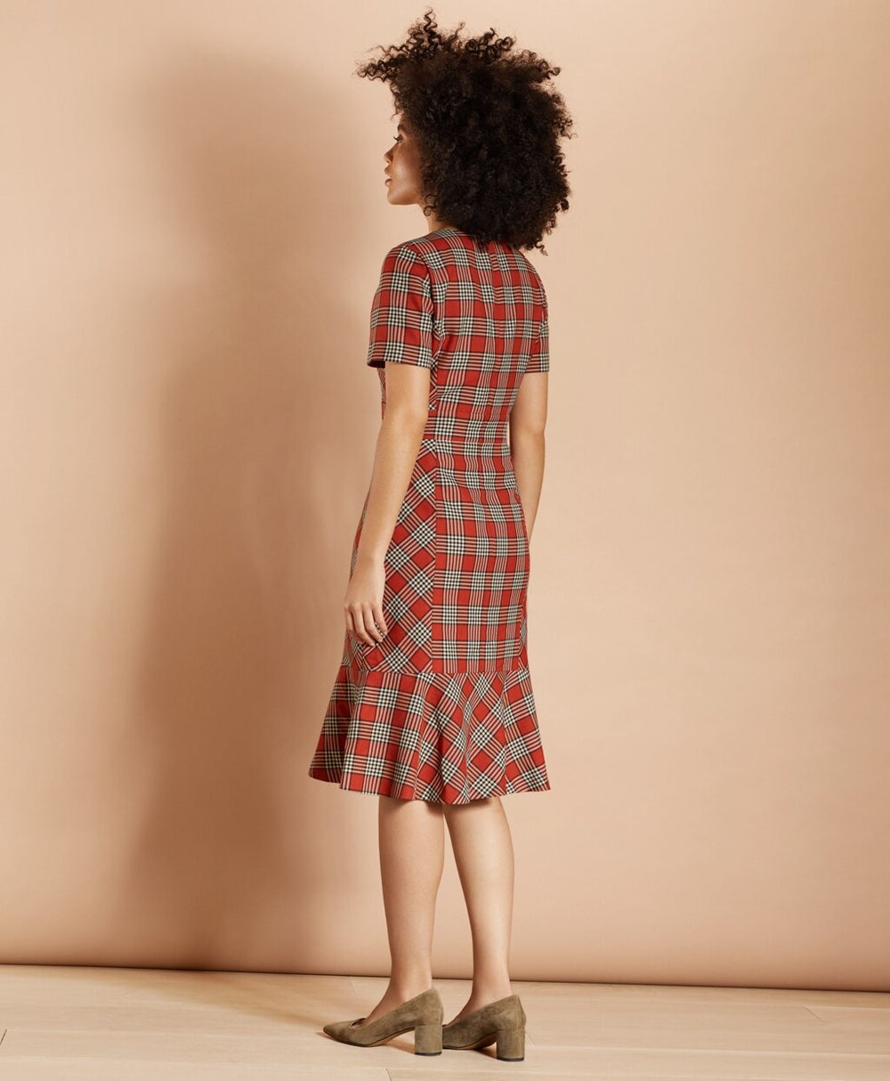 Plaid Flounce-Hem Dress