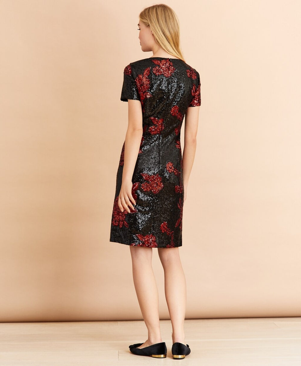 Floral Sequined Shift Dress