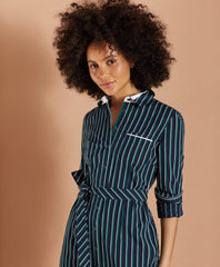 Striped Cotton Dobby Shirt Dress