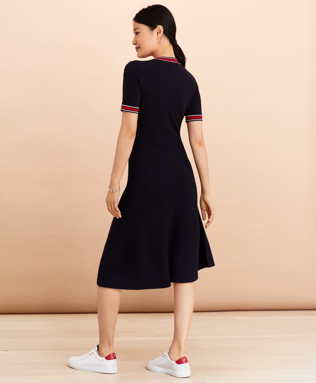 Stripe-Trimmed Midi Sweater Dress