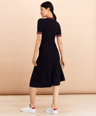 Stripe-Trimmed Midi Sweater Dress