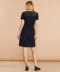 Eyelet-Yoke Ponte Knit Dress