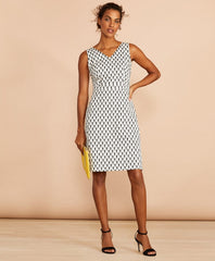 Seahorse-Print Stretch Cotton Sateen Sheath Dress