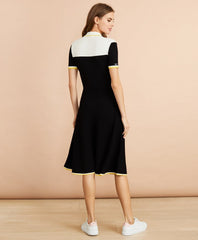 Color-Block Knit Polo Dress