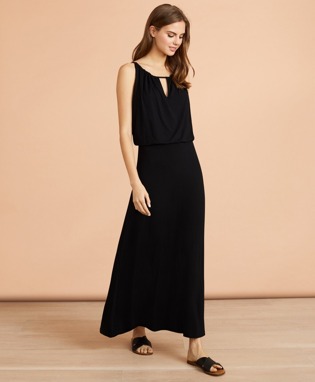 Keyhole-Neck Jersey Maxi Dress