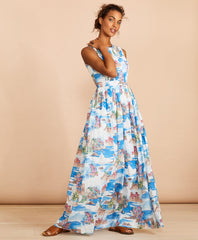 Costal-Print Cotton Maxi Dress