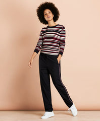 Striped Pointelle Cotton Sweater