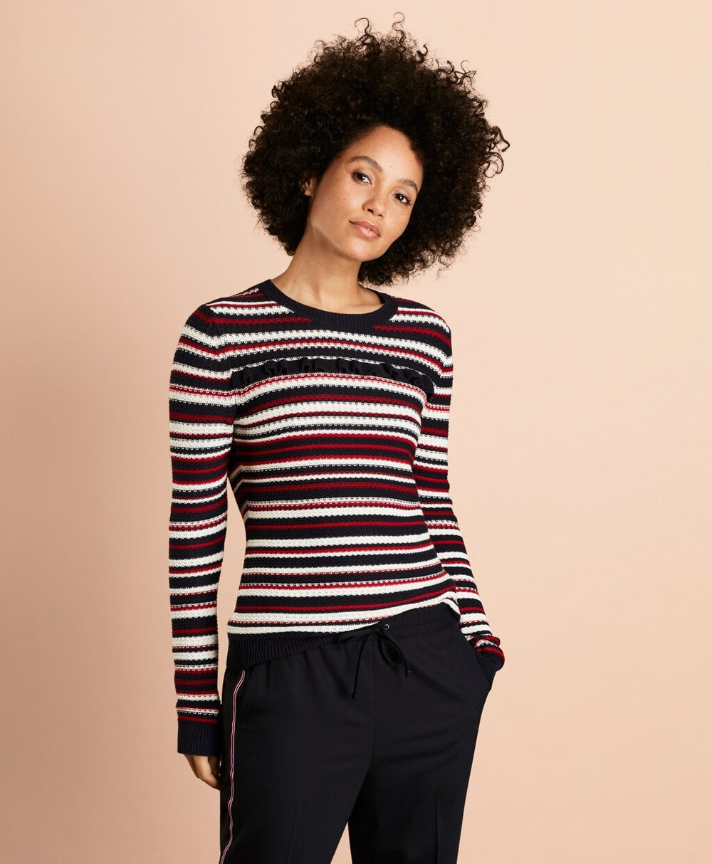 Striped Pointelle Cotton Sweater