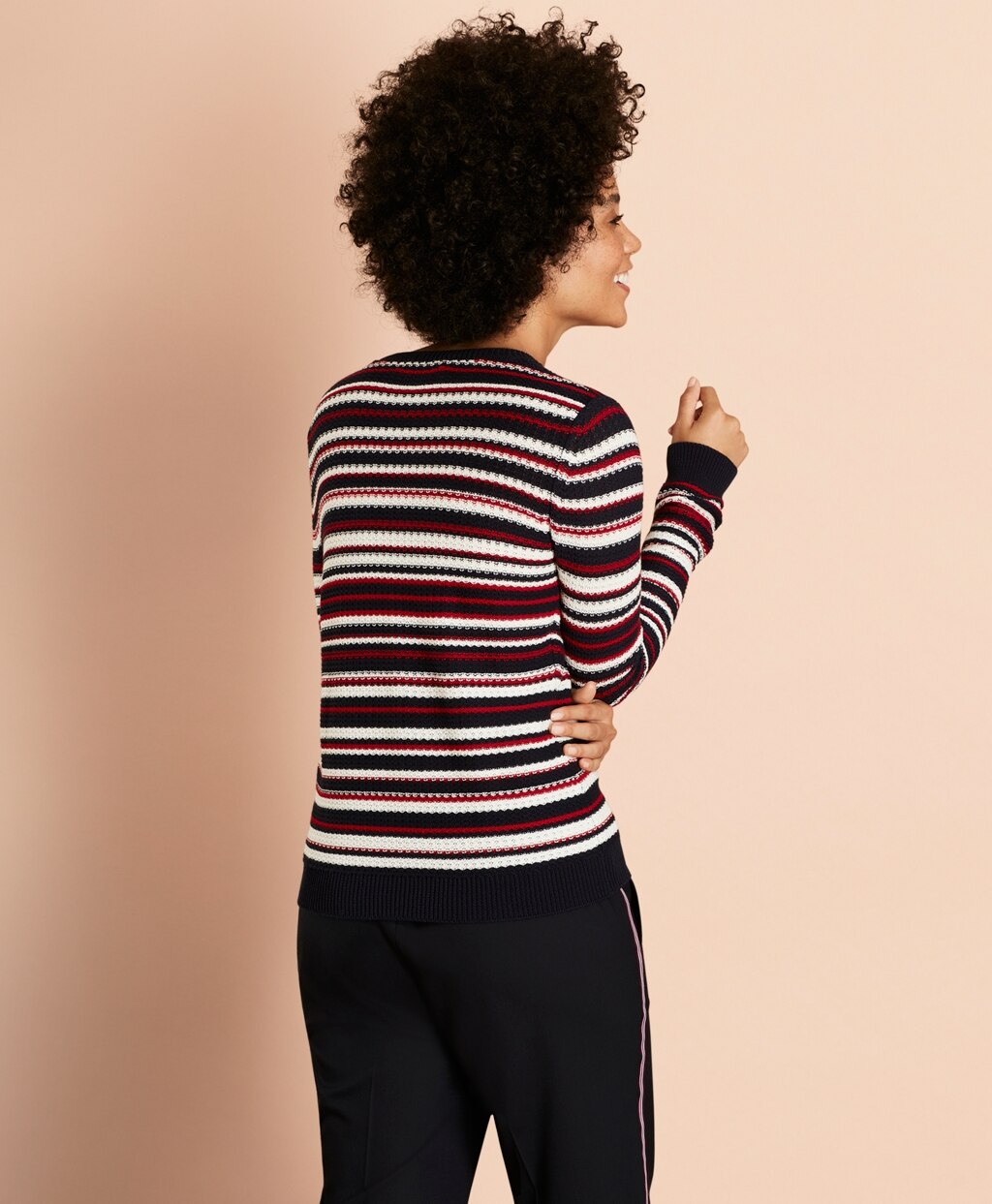 Striped Pointelle Cotton Sweater