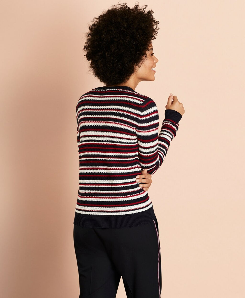 Striped Pointelle Cotton Sweater