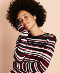 Striped Pointelle Cotton Sweater