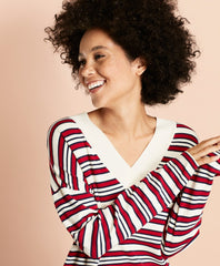 Striped V-Neck Oversized Sweater
