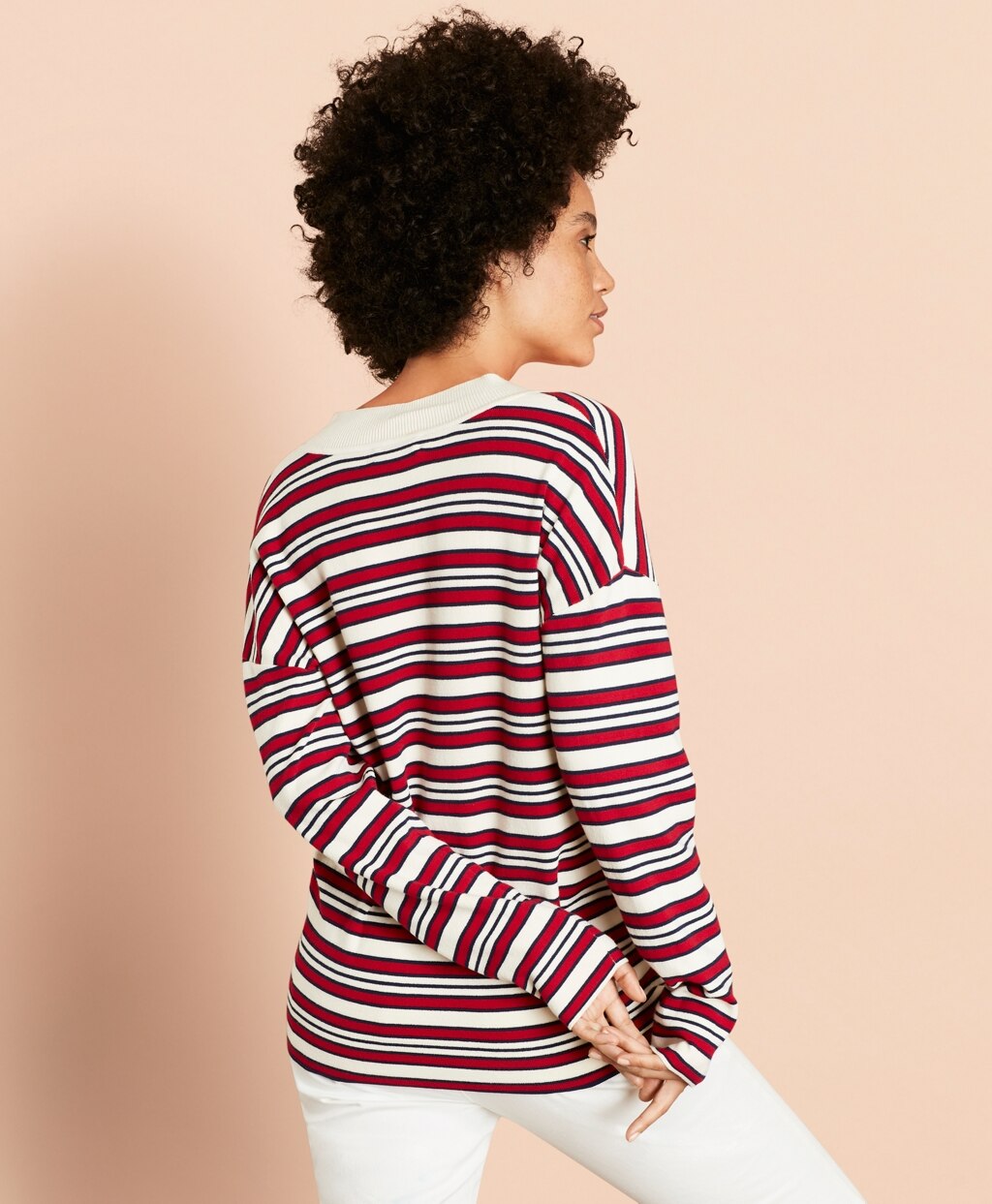 Striped V-Neck Oversized Sweater