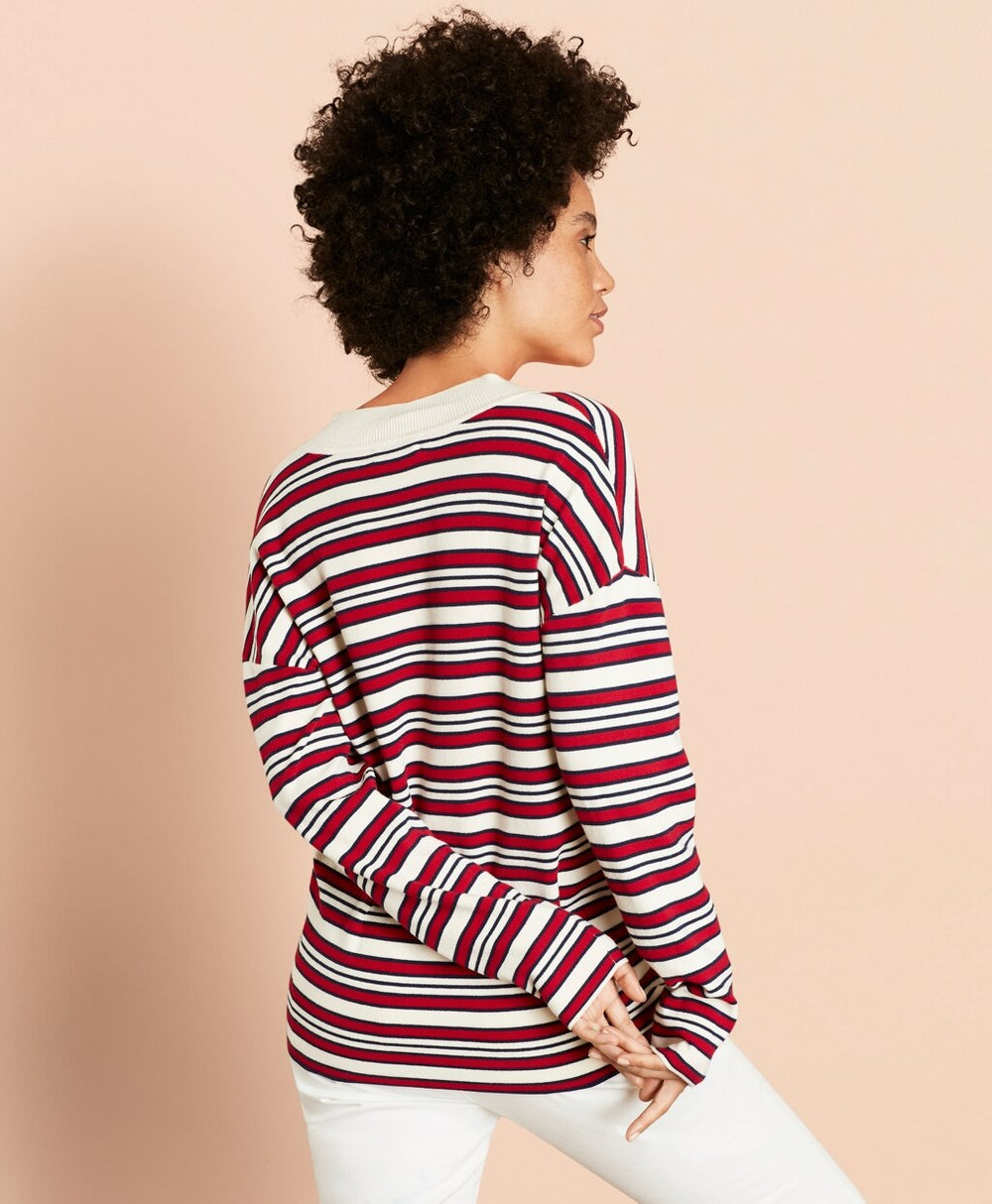 Striped V-Neck Oversized Sweater