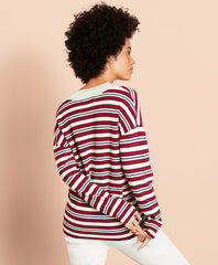 Striped V-Neck Oversized Sweater