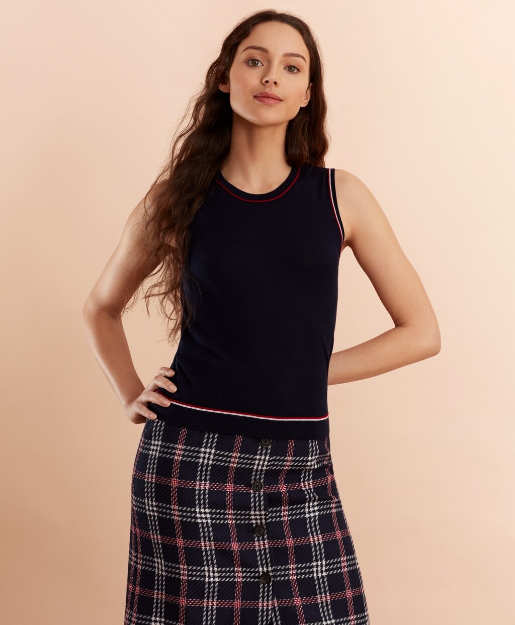 Stripe-Tipped Merino Wool Top