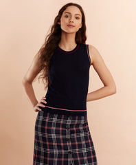 Stripe-Tipped Merino Wool Top