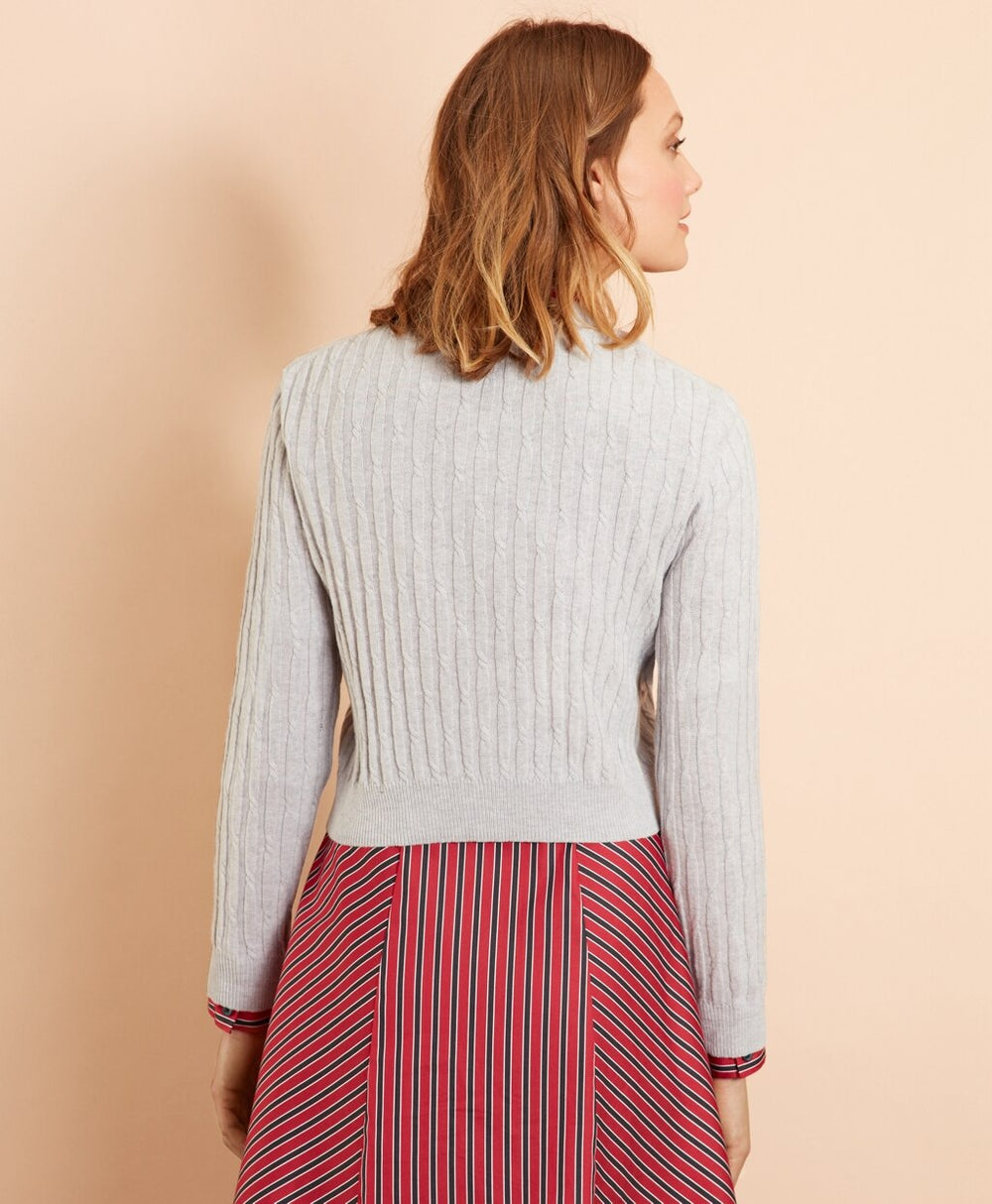 Wool-Cotton Cable-Knit Cropped Cardigan