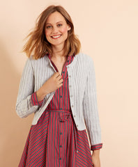 Wool-Cotton Cable-Knit Cropped Cardigan