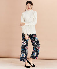 Stretch Merino Wool Cable-Knit Sweater