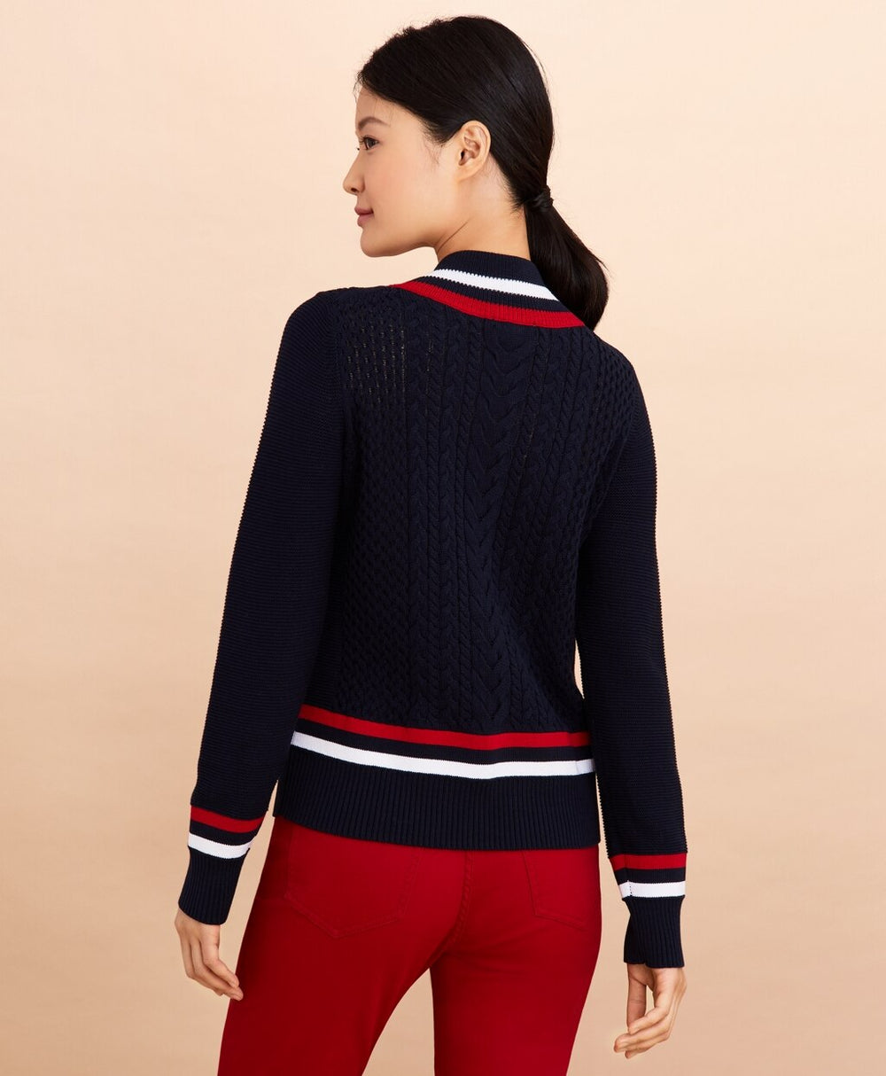 Logo-Embroidered Cotton Tennis Sweater
