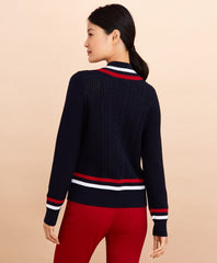 Logo-Embroidered Cotton Tennis Sweater