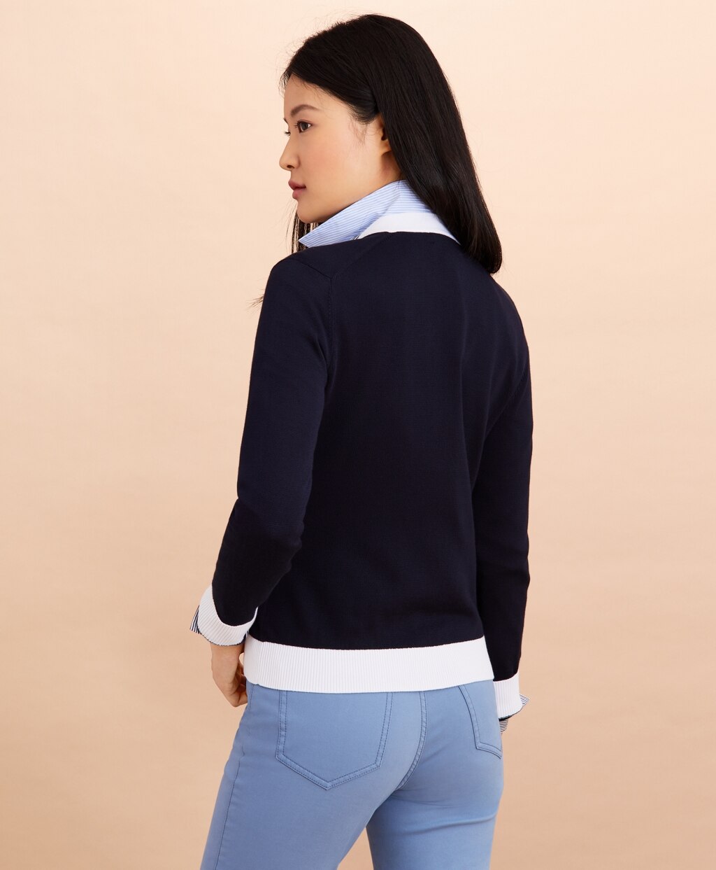 Contrast-Trim Cotton-Blend Cardigan