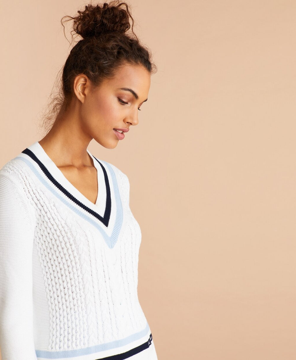 Logo-Embroidered Cotton Tennis Sweater