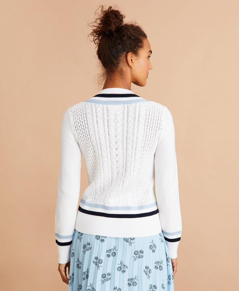 Logo-Embroidered Cotton Tennis Sweater