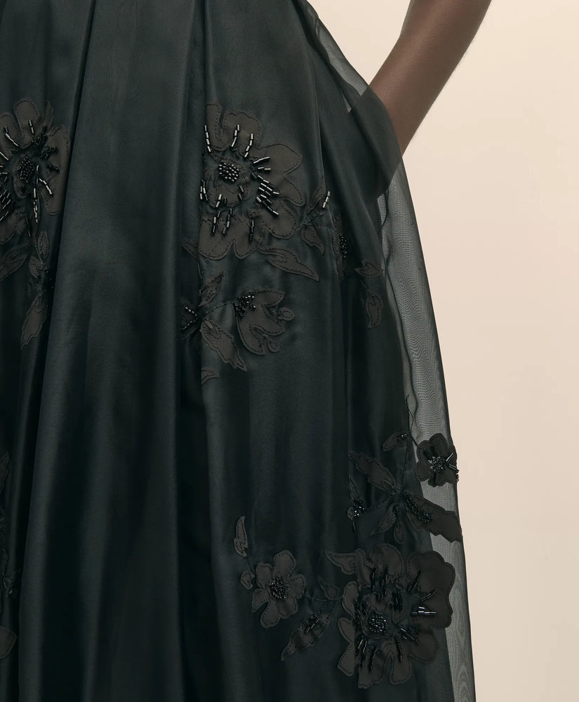 Taffeta Skirt With Embroidered Organza Overlay