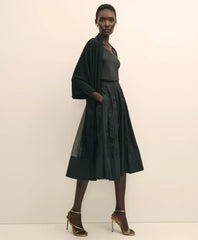 Taffeta Skirt With Embroidered Organza Overlay