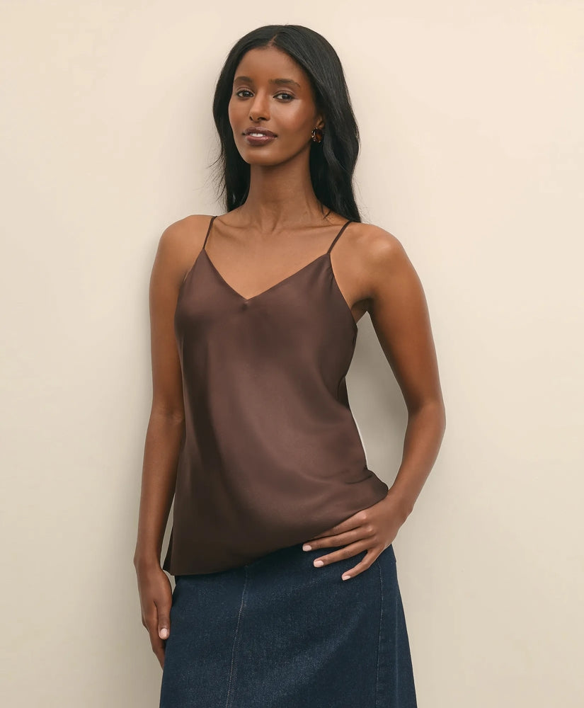V-Neck Cami in Washable Silk Charmeuse