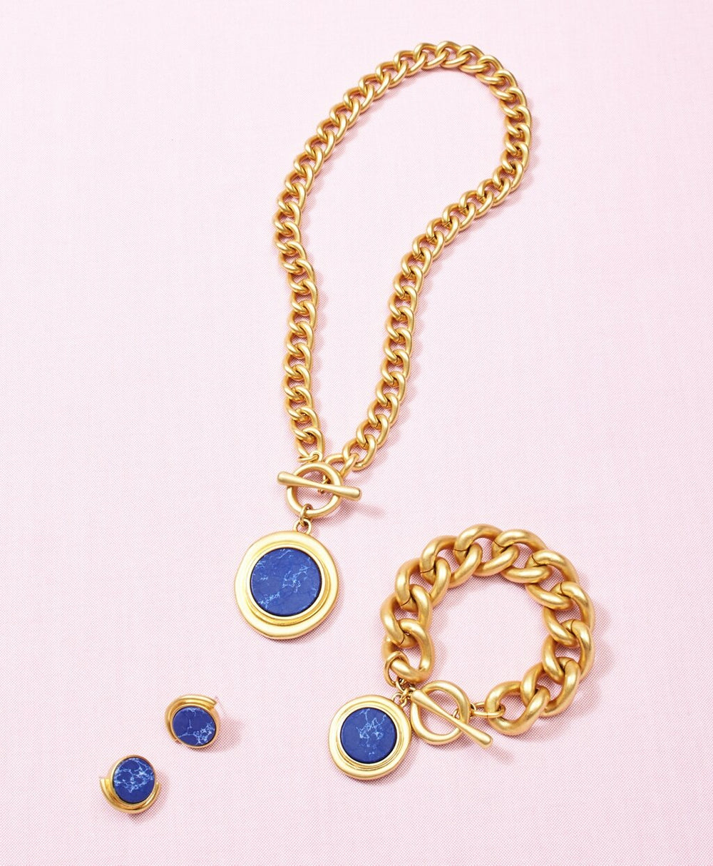 Gold-Plated Toggle Pendant Necklace