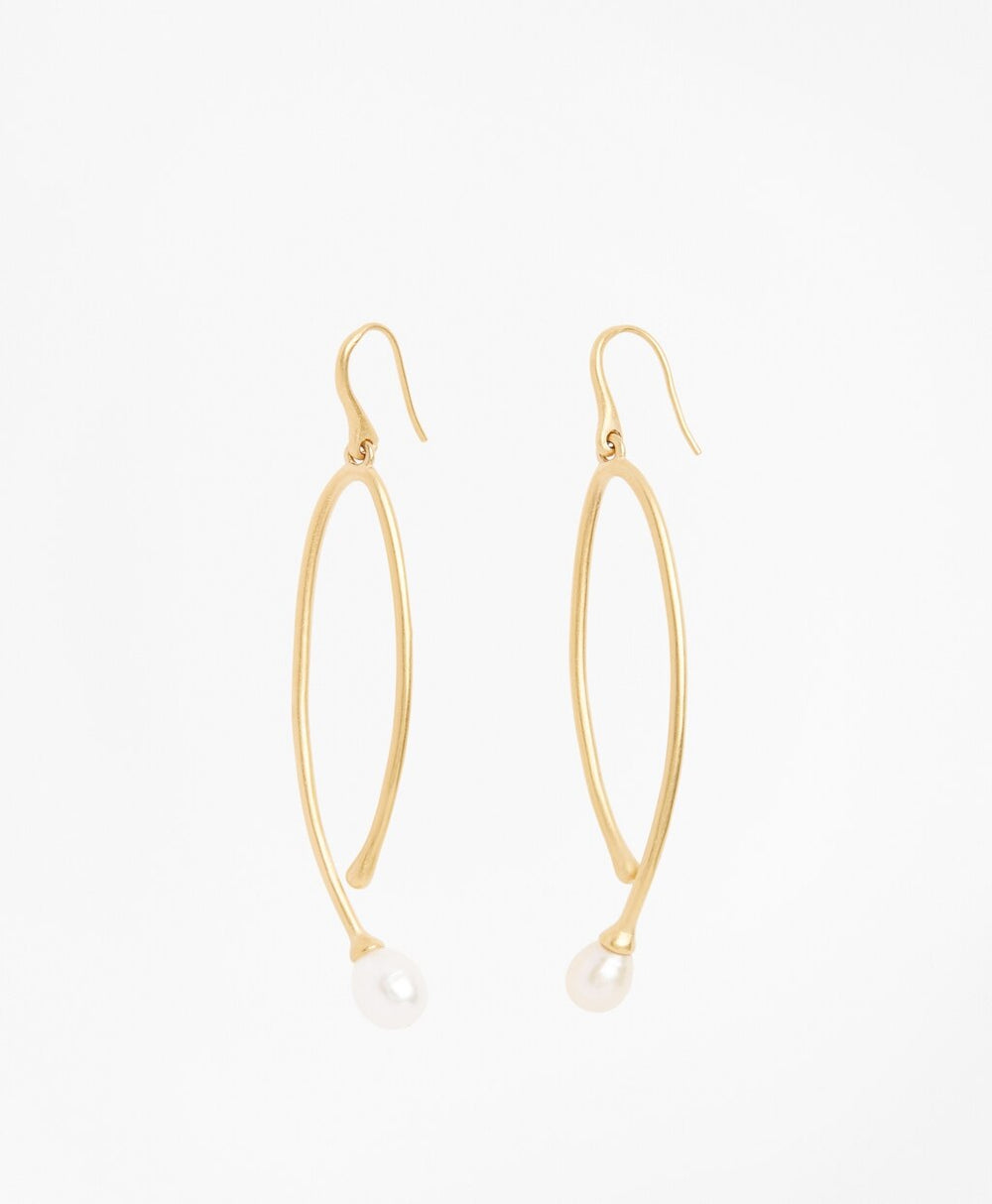 Freshwater Pearl Gold-Plated  Long Drop Earrings