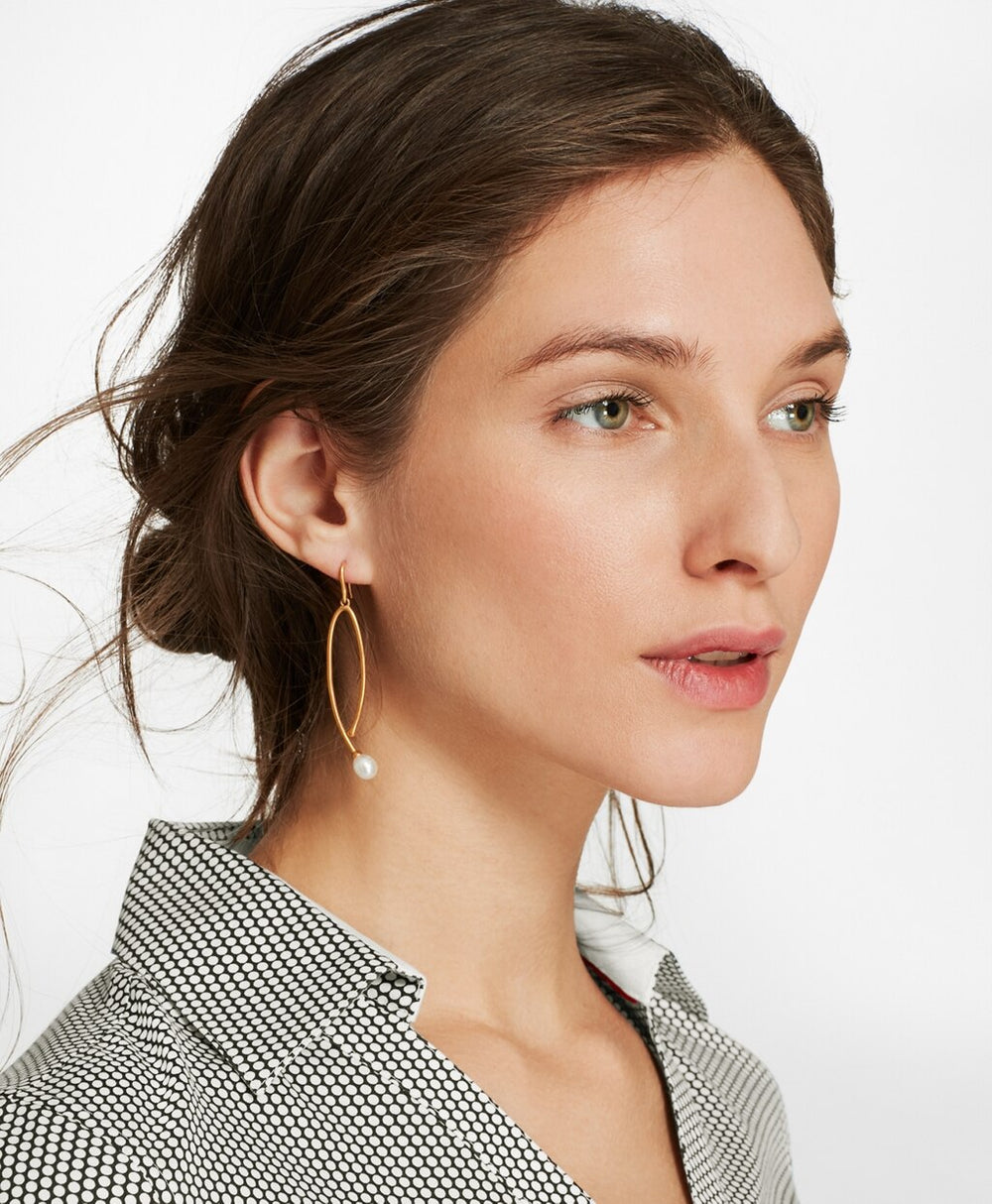 Freshwater Pearl Gold-Plated  Long Drop Earrings