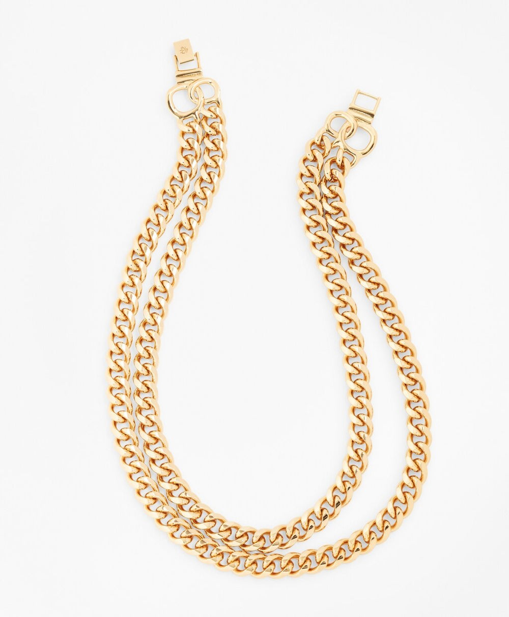 Gold-Plated Two-Strand Curb Chain Necklace