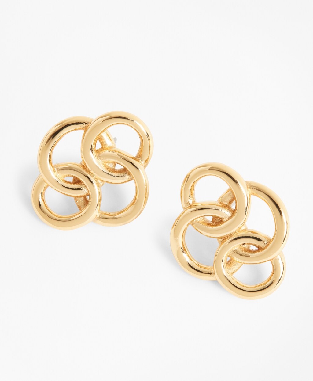 Gold-Plated Interlocking Ring Stud Earrings