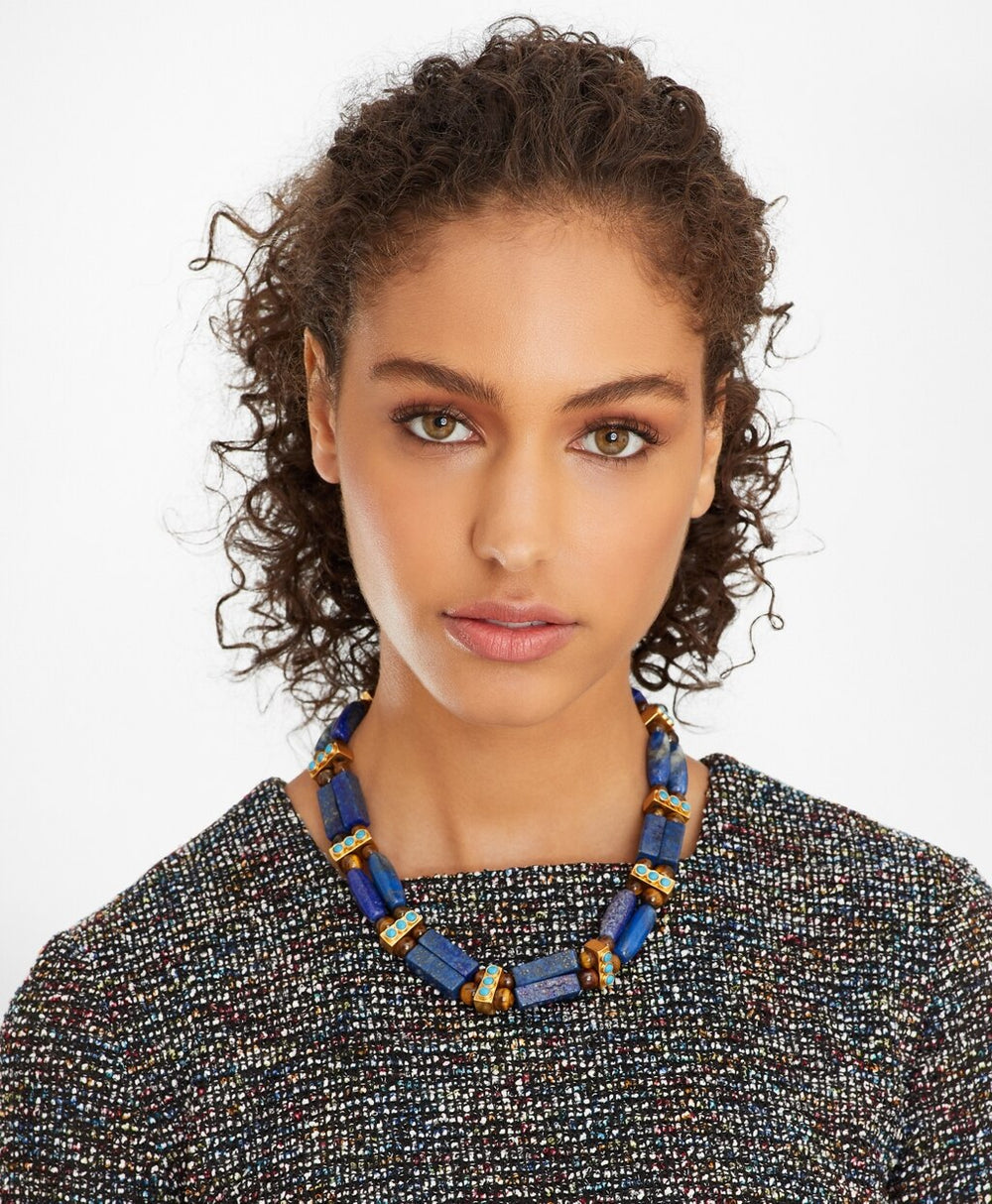 Lapis Lazuli and Tiger's Eye Necklace