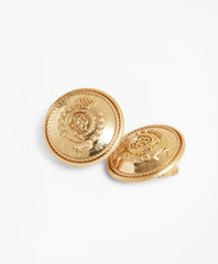 Gold-Plated Crest Clip Earrings