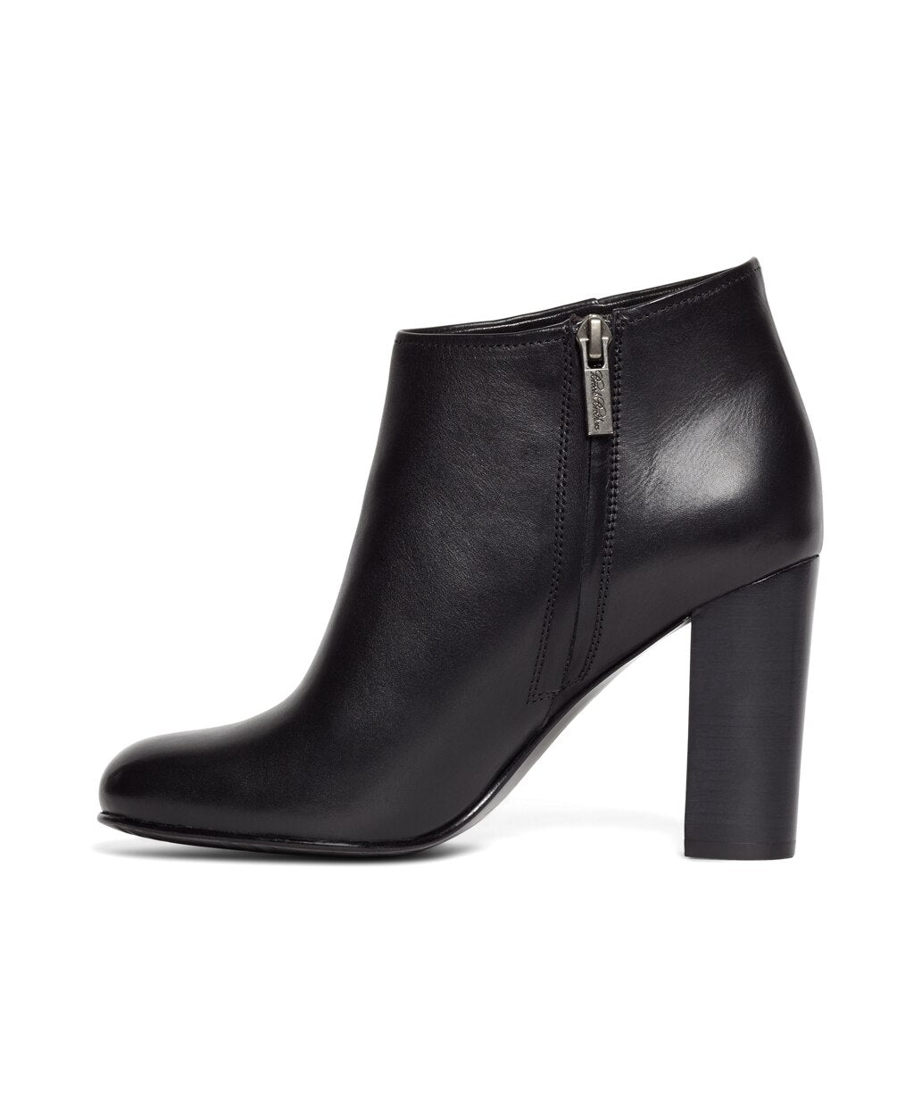 Short Leather Stacked Heel Booties