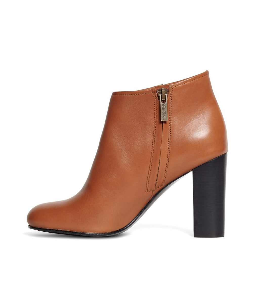 Short Leather Stacked Heel Booties