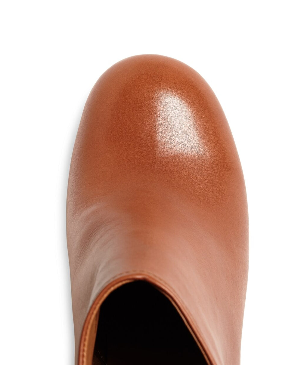 Short Leather Stacked Heel Booties